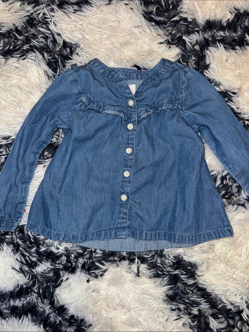 Old Navy Blue Denim Button-Front Girls' Top